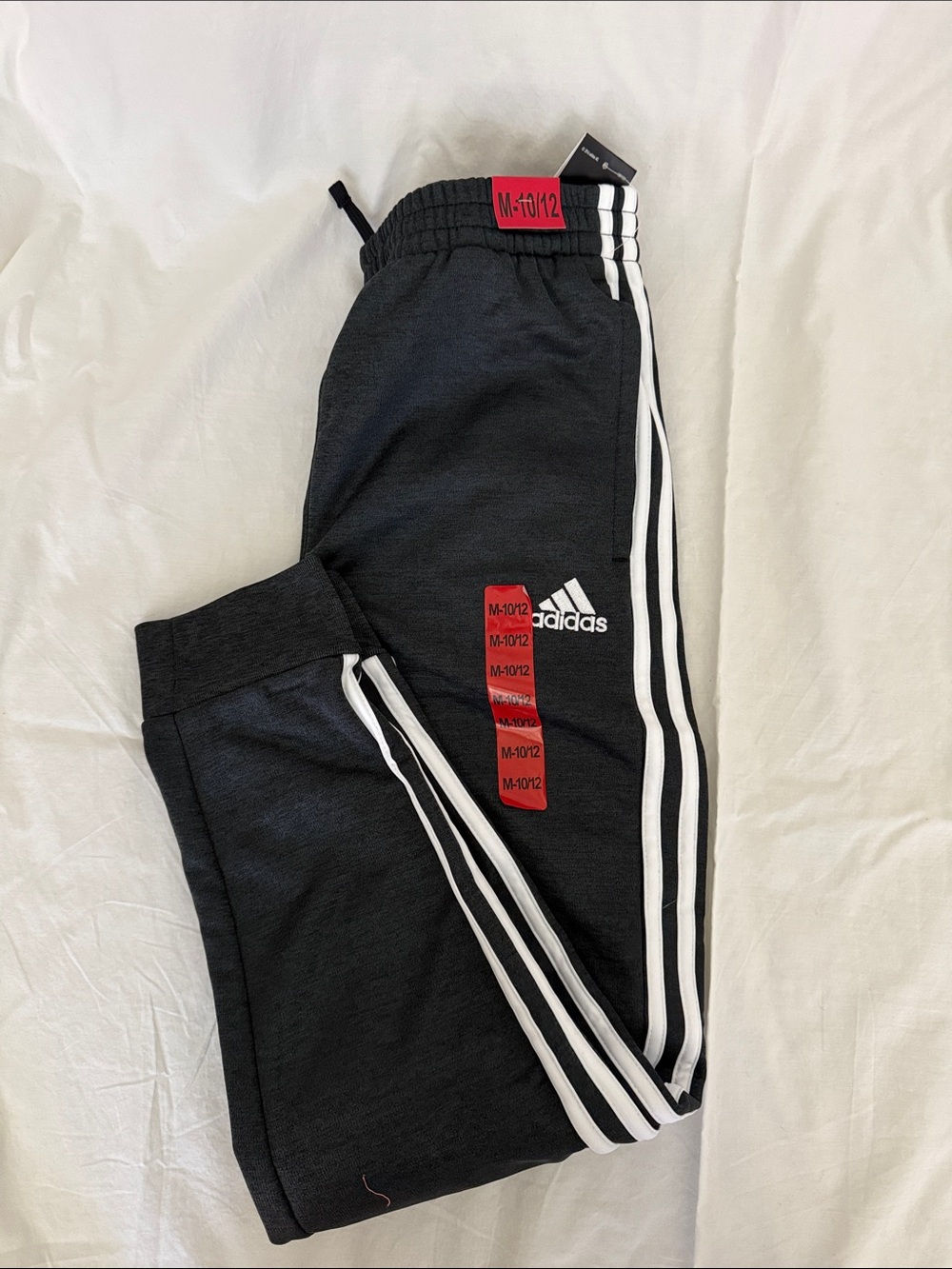 adidas Kids Black Sweatpants with White Three-Stripe Trim